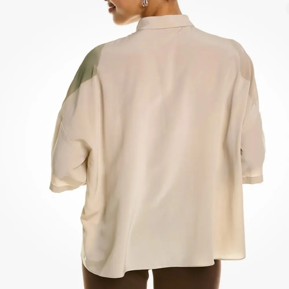 Piazza Sempione silk button down boxy top - Image 2