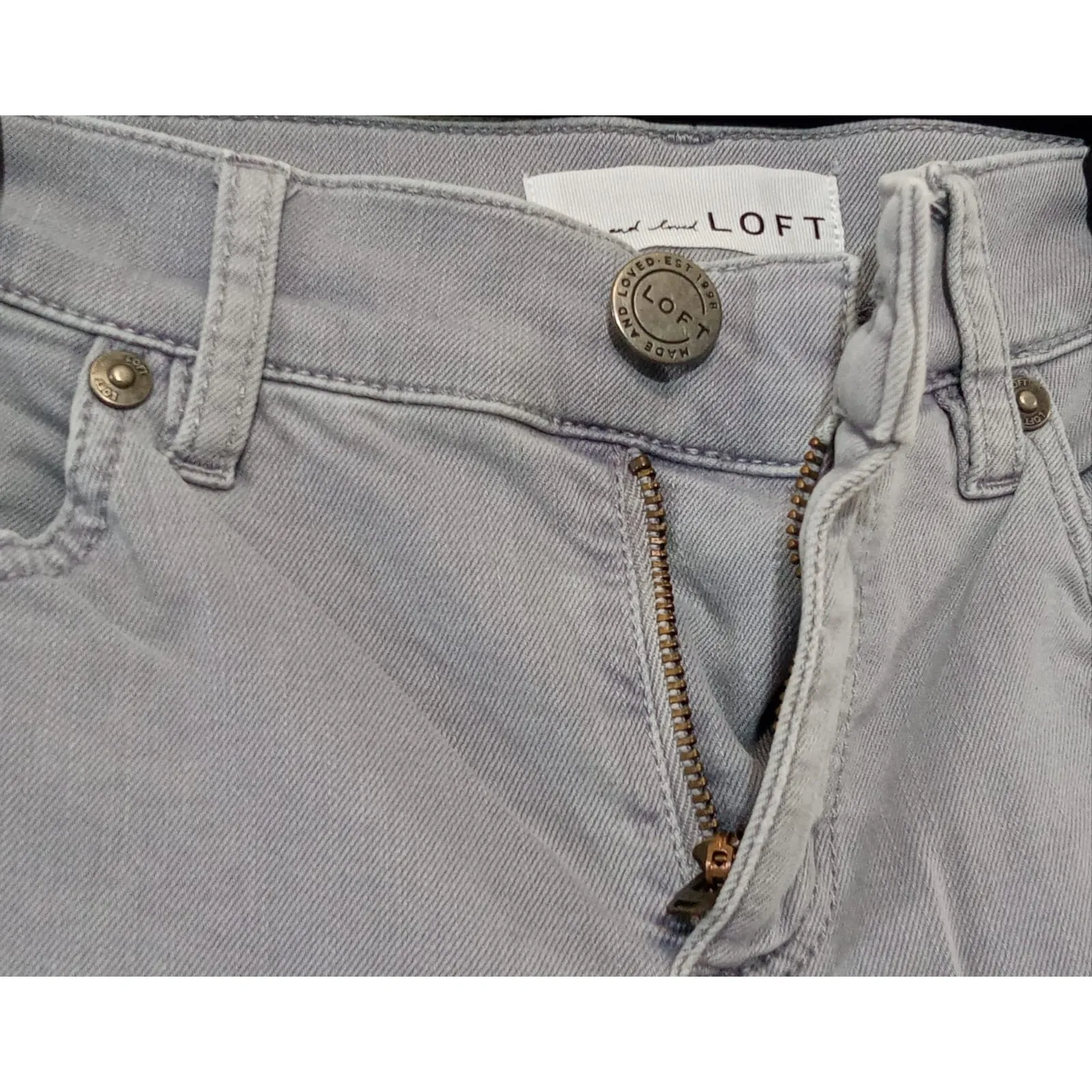 Ann Taylor Loft Women's Modern Skinny Crop Jeans Grey Raw Hem 24/00 - Image 4