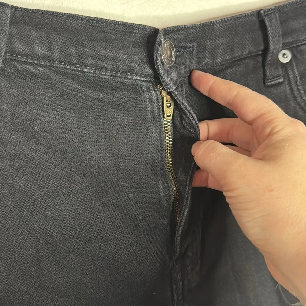 Aerie Black Stretch waistband Soft Denim Ripped distressed black Shorts size L - Image 6