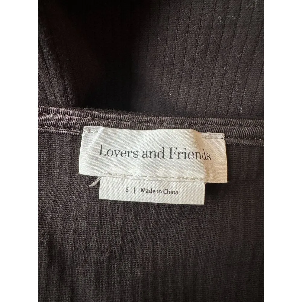 Lovers and Friends Black Midi Sweater Dress with Side Slit Size Small - Image 4