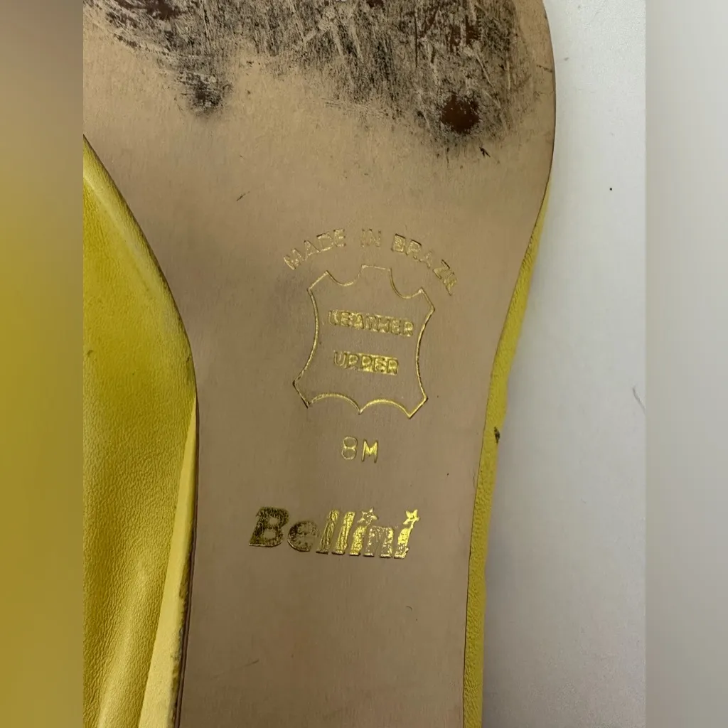Bellini Yellow Leather Cutout Flats Pointed Toe Size 8M - Image 6