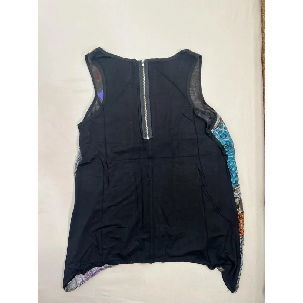 Vivienne Tam Womens Size M Multi Abstract Asymmetrical Sleeveless Blouse NEW - Image 2