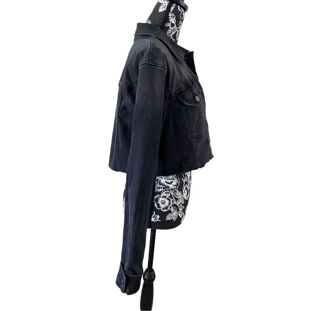 Joes Jeans Black Denim Cropped Jean Jacket Grunge Punk Goth Gothic - Image 5
