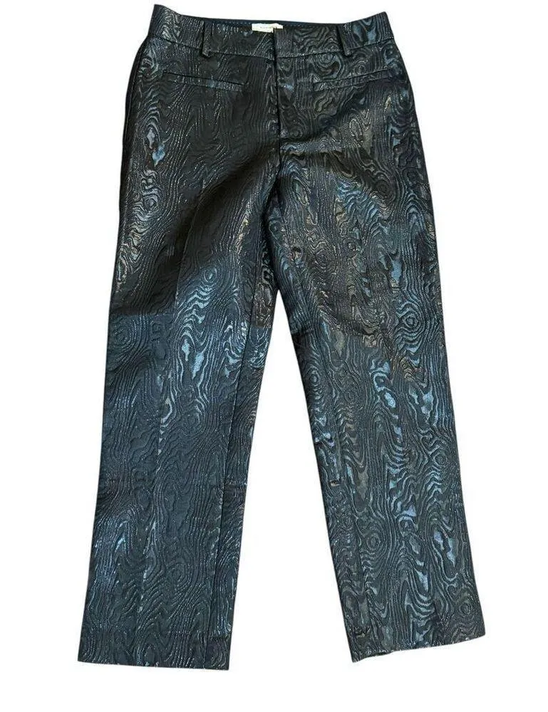 Anthropologie The Essential Slim Straight Pants Womens Sz 4 Black Motif Textured - Image 3