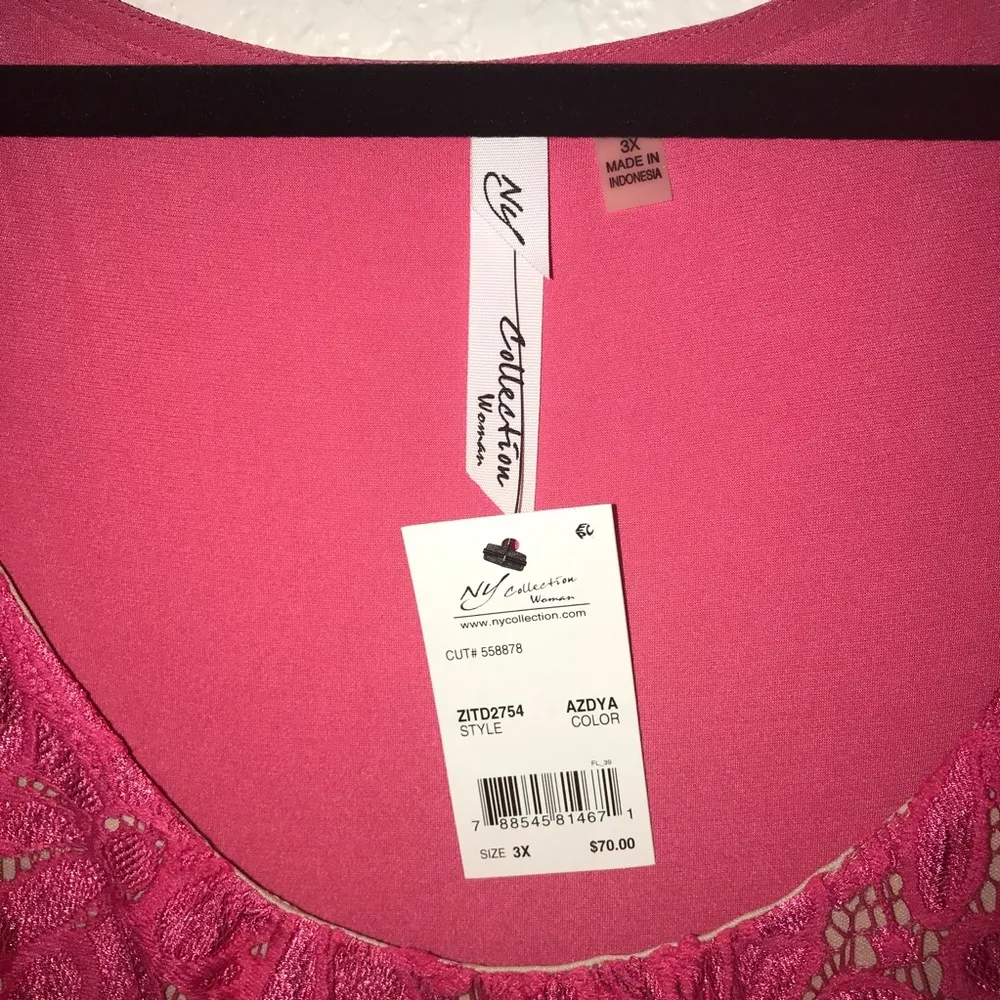 NY Collection Dress Pink Lace Paneled Maxi Dress Sz 3X NWT Stretchy Scoop Neck - Image 6