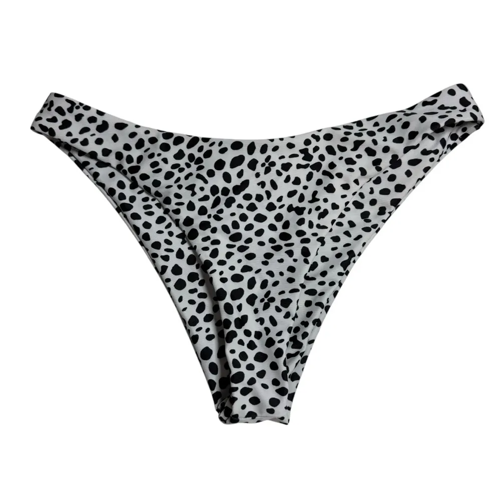 Women's Cheeky Dalmatian Pattern Bikini Bottoms Black/White Size Medium White - Image 2
