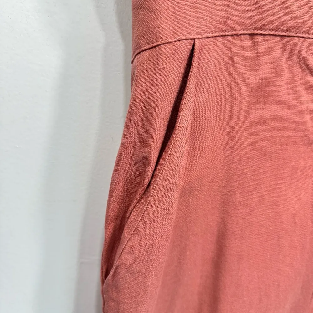 e.issue Rose Mauve Linen Cotton Wide Leg Pantsuit Romper Strappy Back Pockets Size L - Image 5