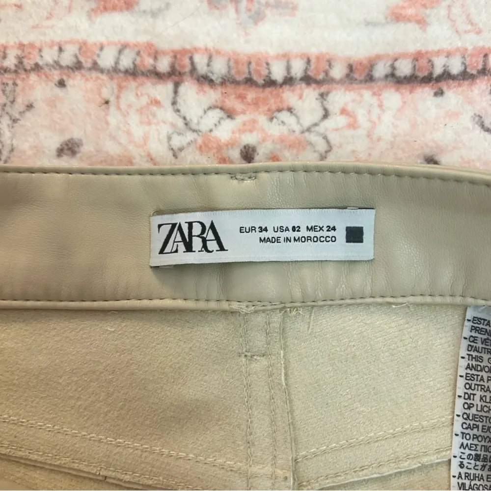 ZARA leather mini flare pants - Image 3