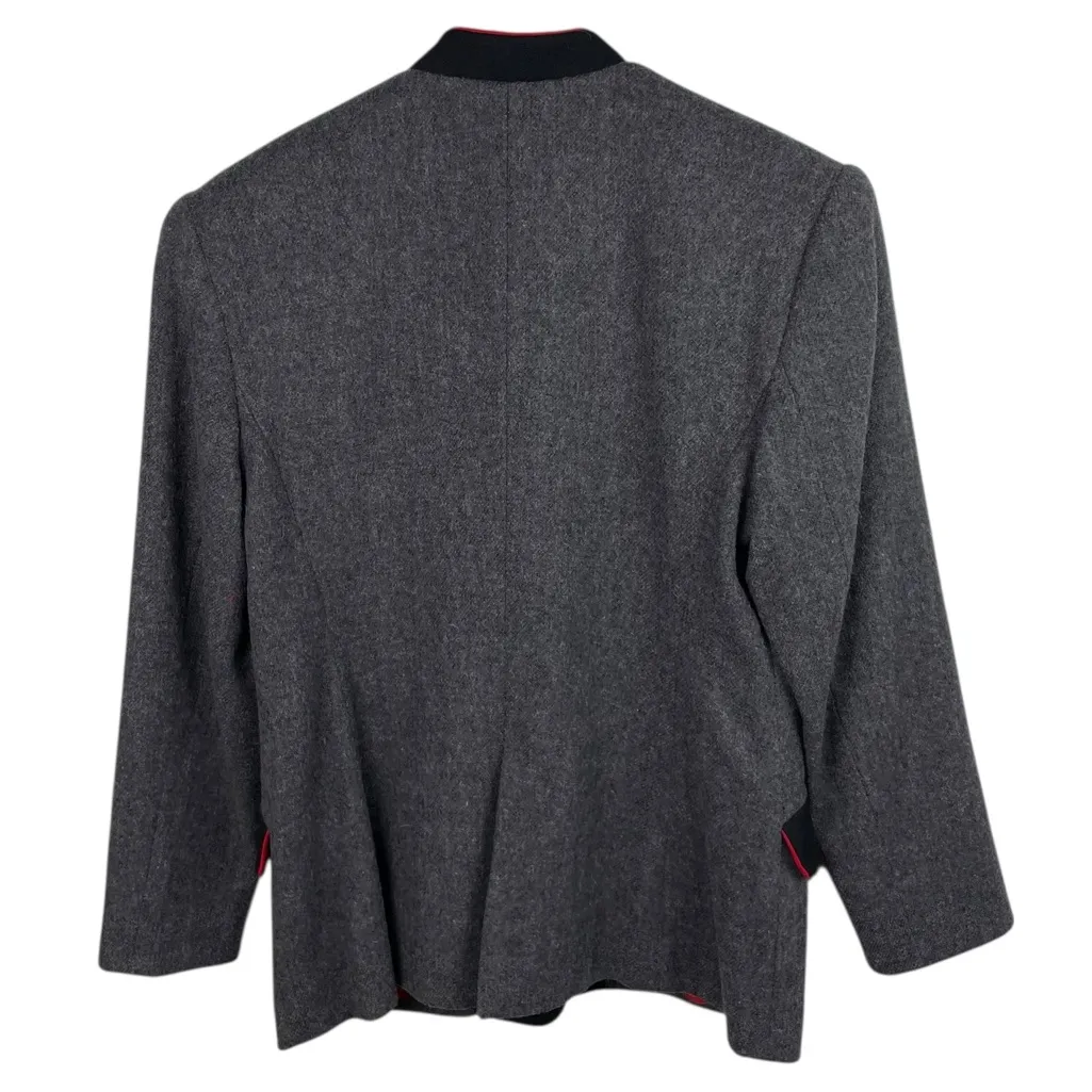 Vintage 80s 90s Lanz 100% Wool Blazer Women's Size 12 Dark Academia Preppy Grey Gray - Image 2