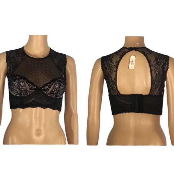 Dobreva Black Bustier Corset Cropped Lace Tank Bra Womens Size 34A - Image 2