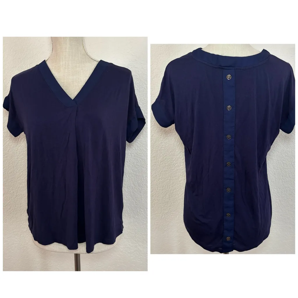 Cable & Gauge Navy V-Neck Short Sleeve Tee - Image 2