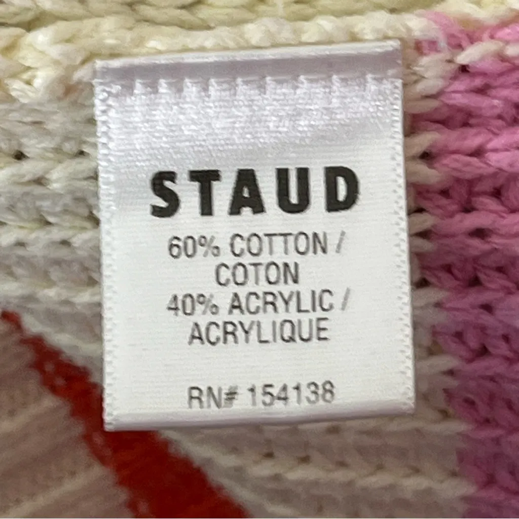 Staud Hampton Sweater Women’s XS Striped Zip Oversized Preppy Cozy Pullover - Image 8
