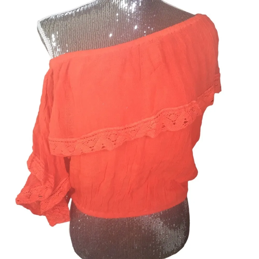NEW Jen’s Pirate Booty x Free People One Shoulder Crop Top Orange Size Large - Image 5