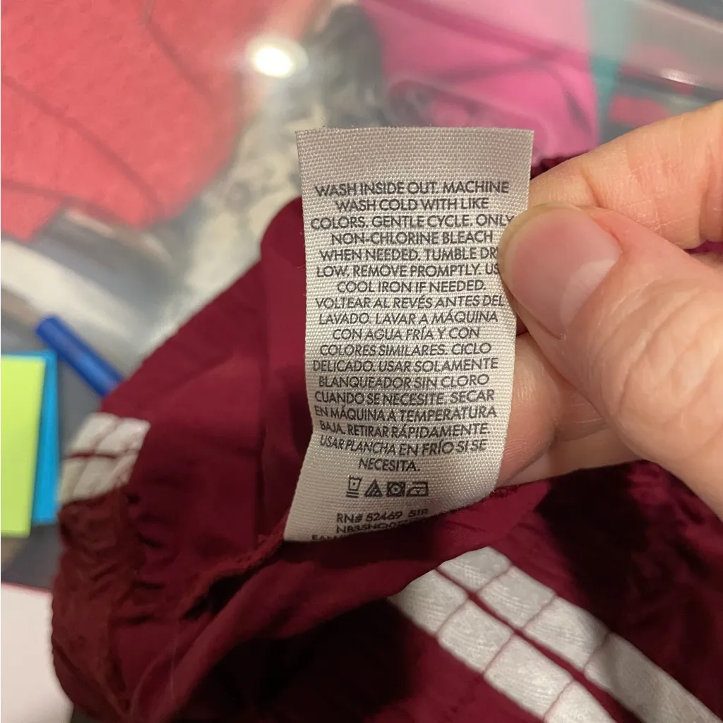 Vintage 90s-Y2K maroon stripe nylon warm up pants snap ankle elastic waist - Image 6