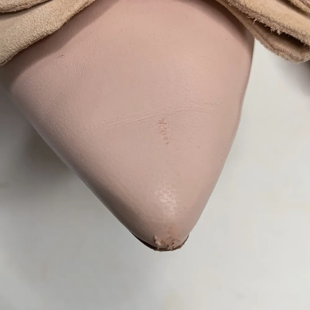 Tory Burch Rosalind Pale Pink Leather Ballet Flat with Bows S-168 Sz 7 - Image 4