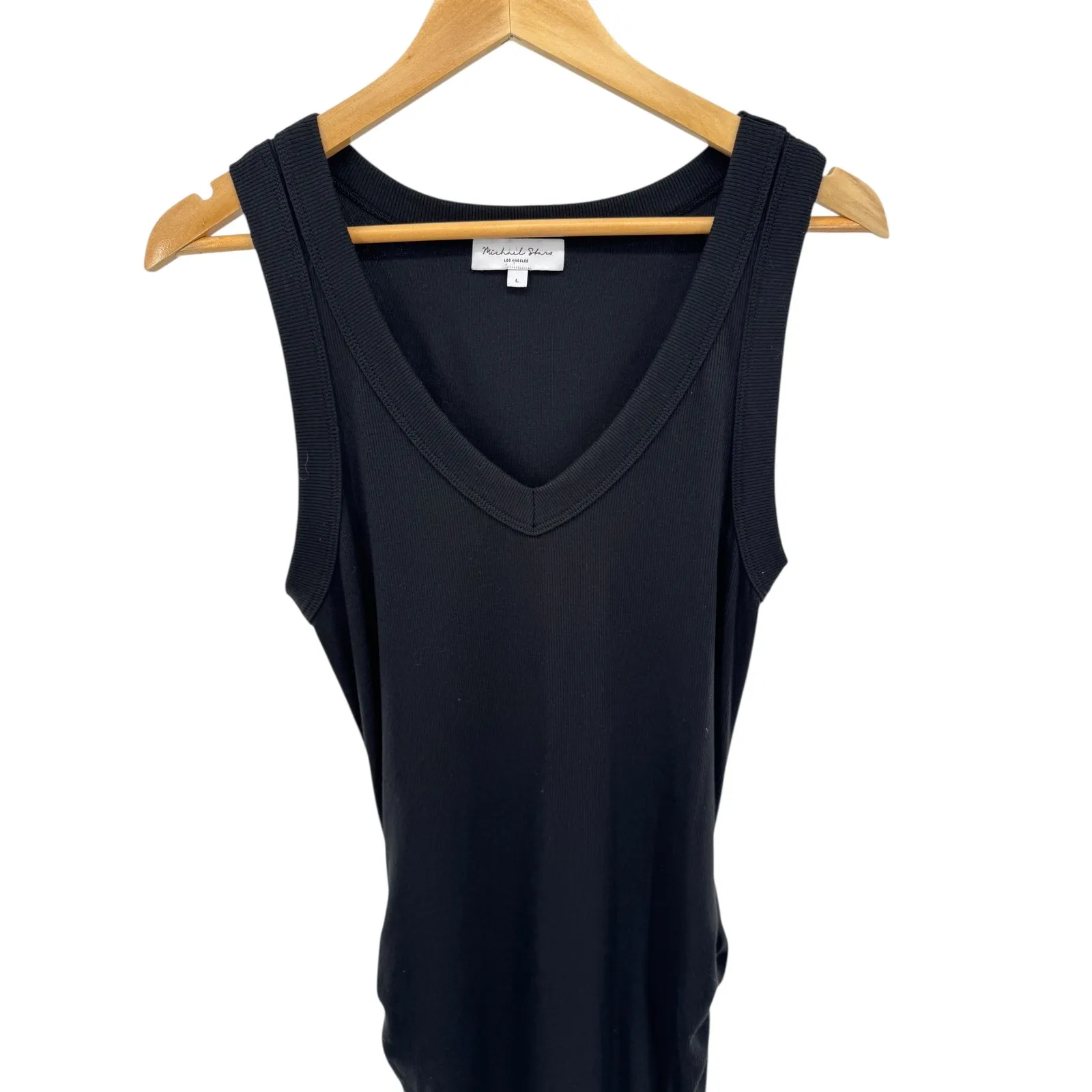 Michael‎ Stars Los Angeles Black Ribbed V Neck Sleeveless Midi Dress - Image 3