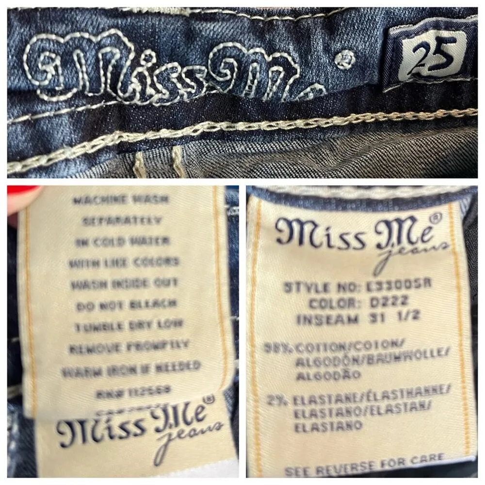 Miss Me Standard Skinny Jeans Embellished Distressed Destroyed Women’s Size 25 - Image 7