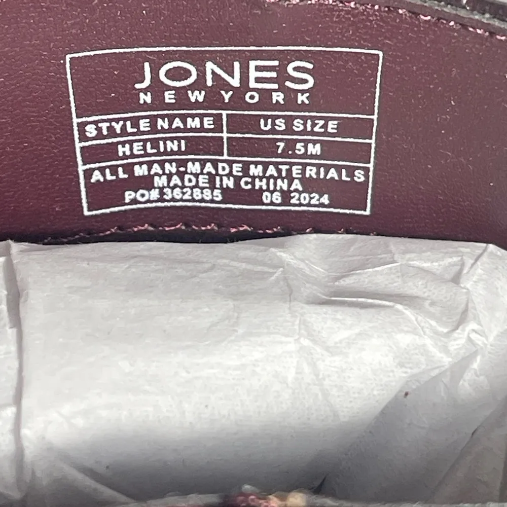 Jones New York Helini Burgundy Croc Strap Ankle Booties 7.5M NIB 3” Heel - Image 6