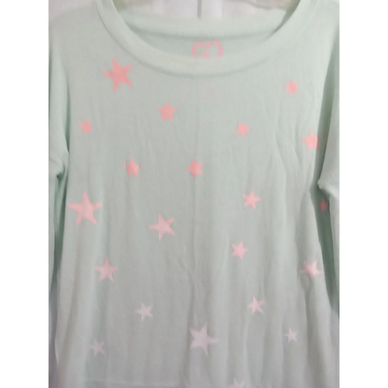 Live Love‎ Dream Mint Star Print Sweatshirt Medium Green - Image 2