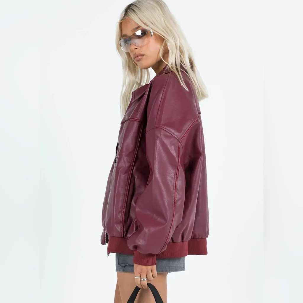 Princess Polly Women's Jacket in Burgundy, Size 2 - Image 3