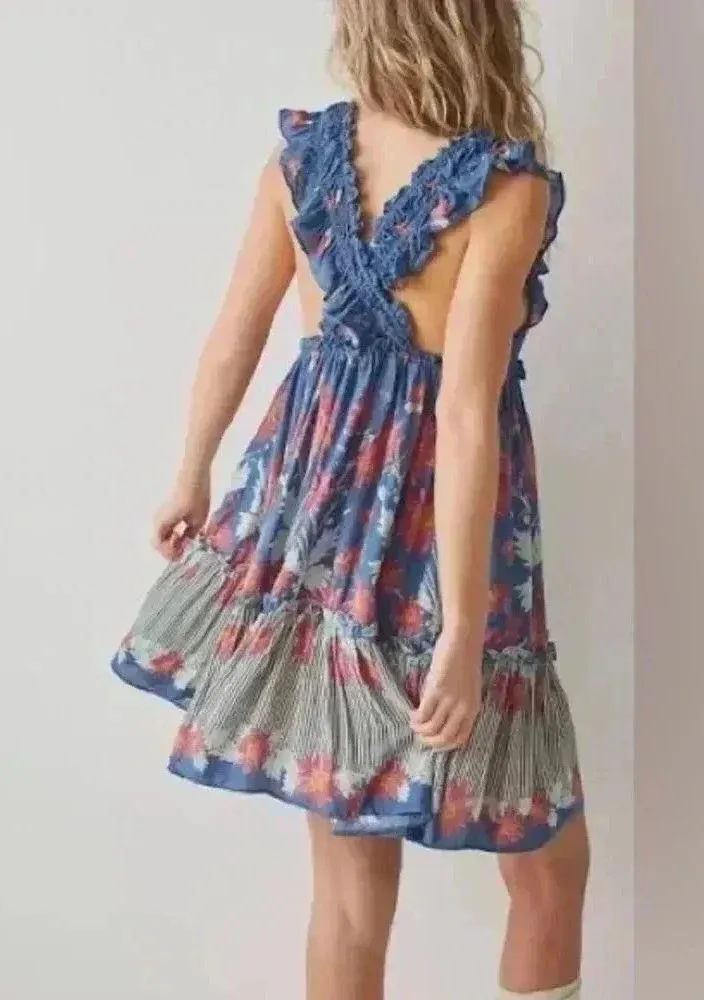 NWT Free People Intimately Bali Wild Daisy Slip Mini Dress Stellar Combo S & M - Image 3