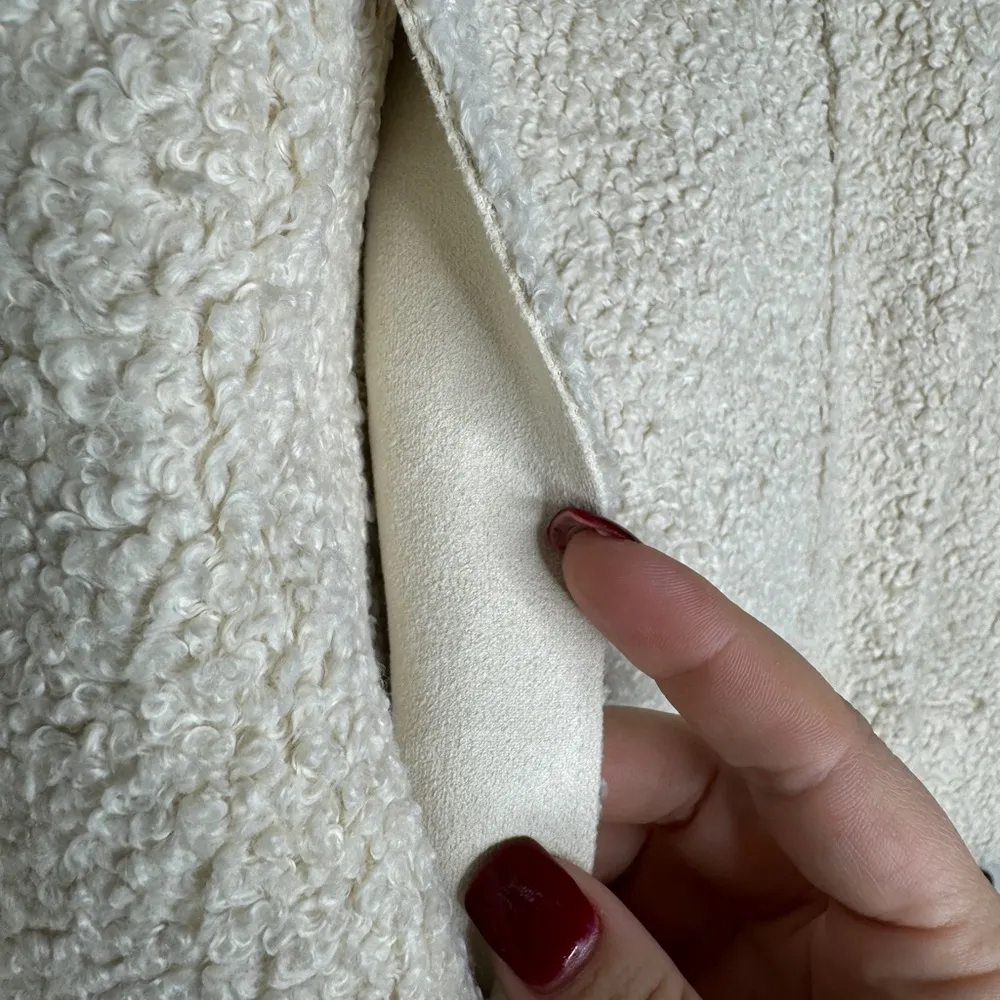 MARINE LAYER NWT Quebec Sherpa Jacket Antique White Size Large Snap Closure - Image 6