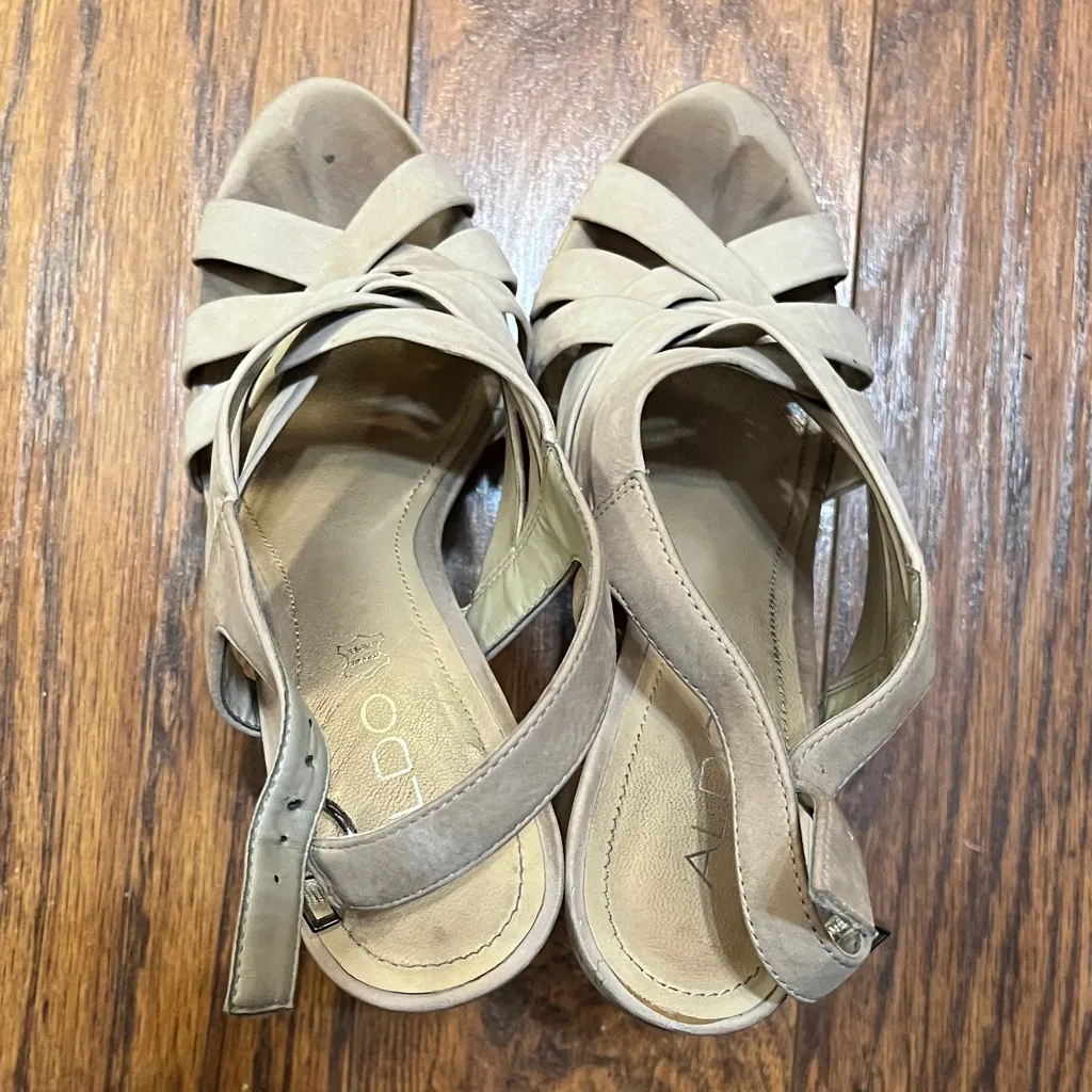 Beige Strappy Platform Heels - Image 4