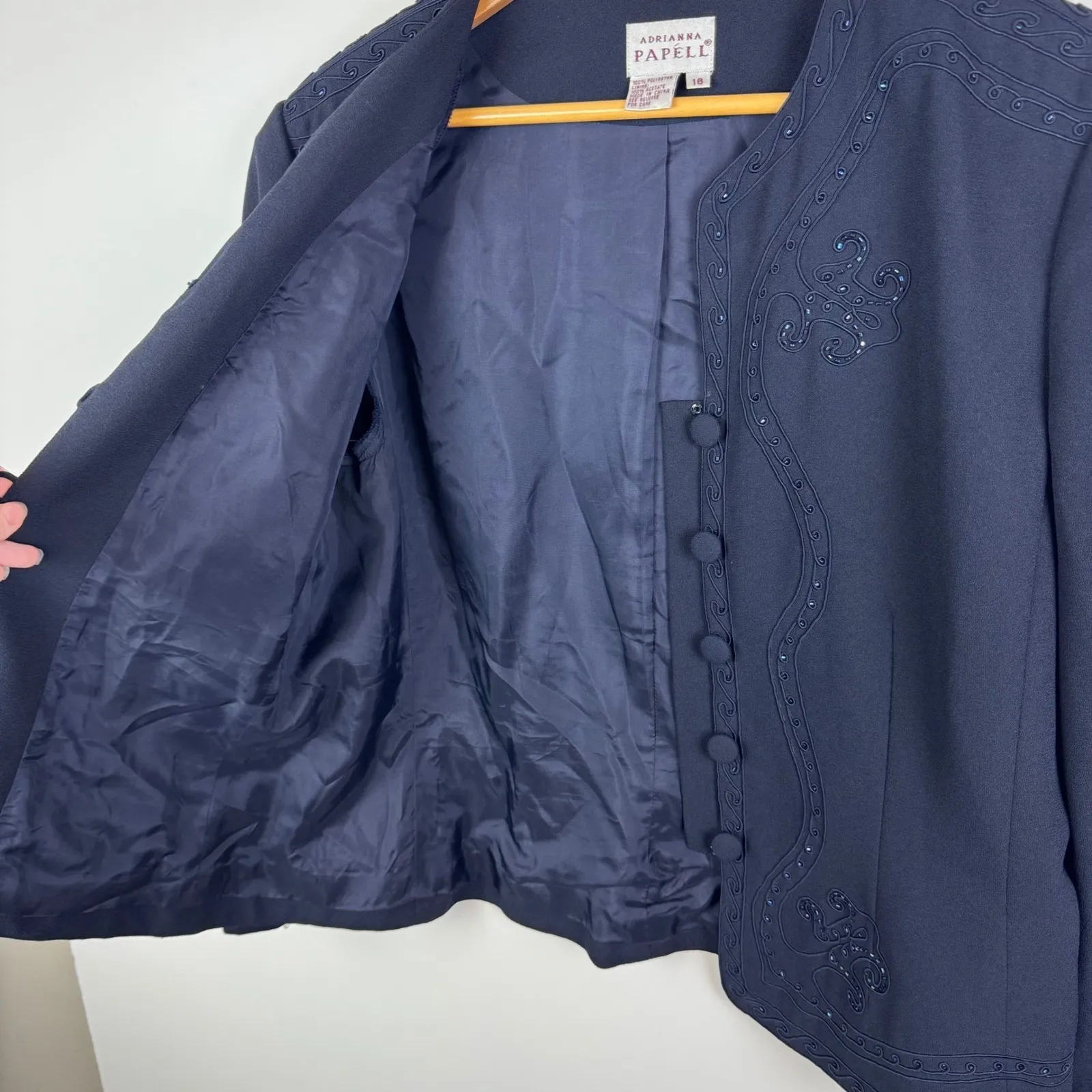 Adrianna Papell Embellished Beaded Button Front Jacket Size 16 Evening Formal - Image 2