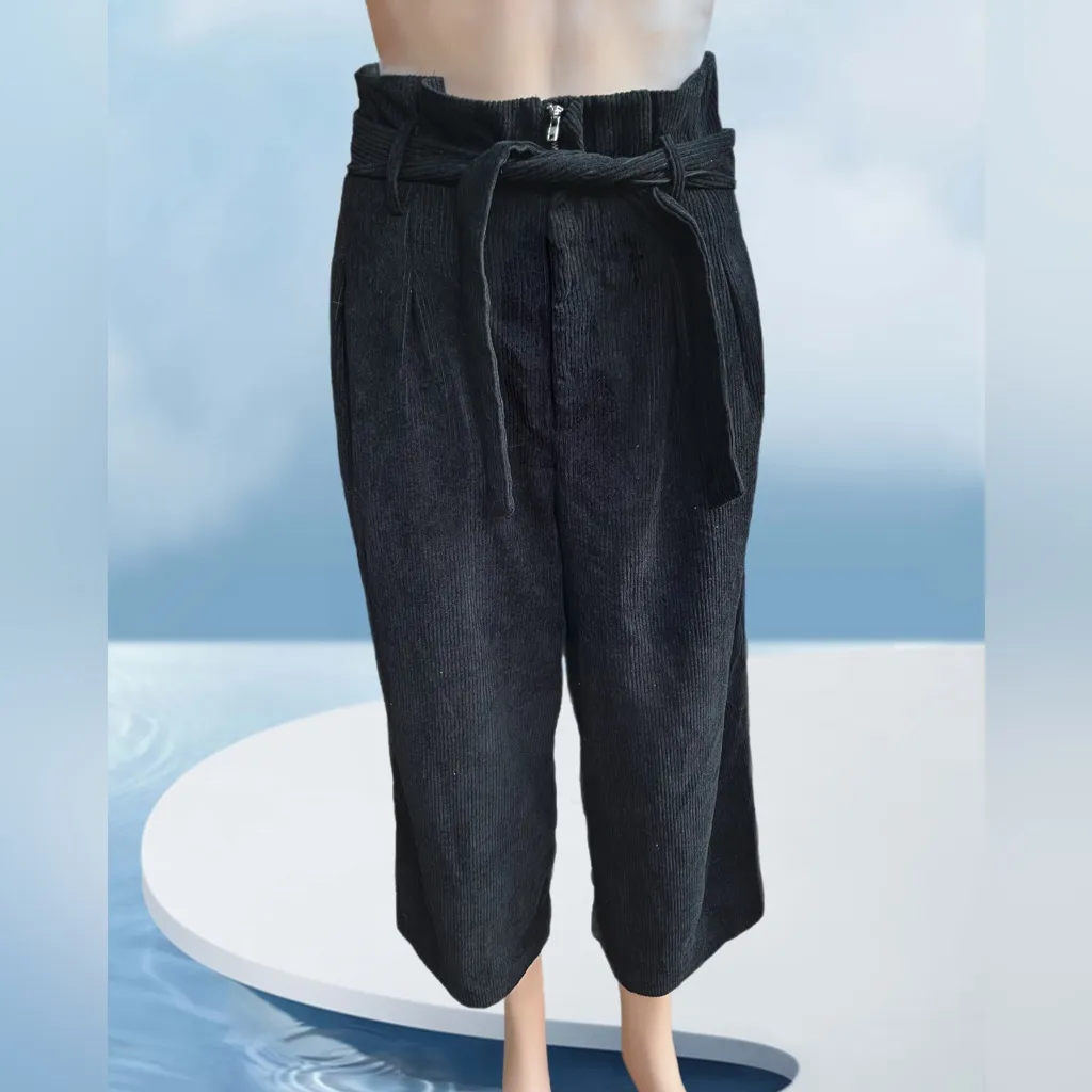 Lush High Waist Corduroy Black Pants Size 6 
Paper bag style waist
With Pockets - Image 2