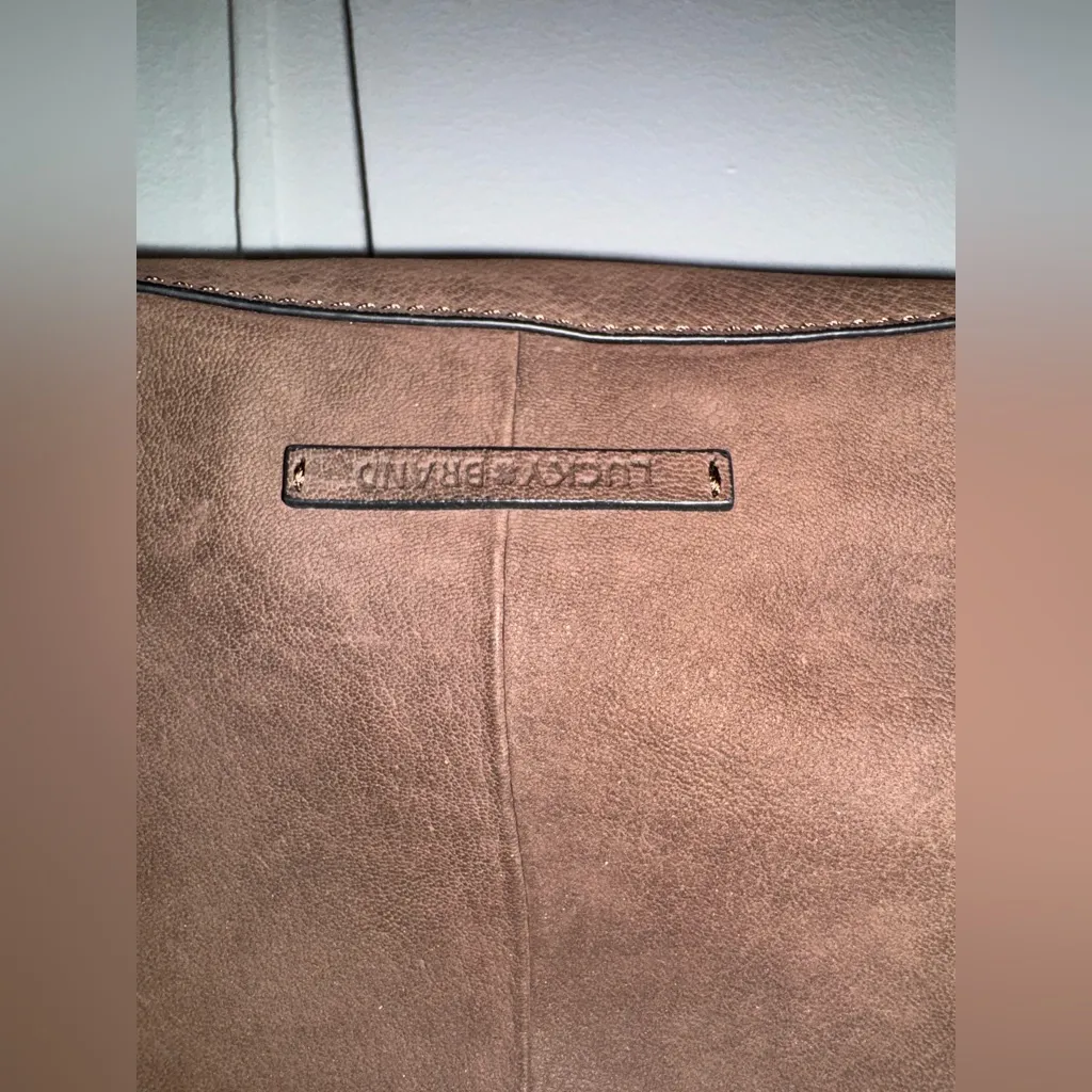 Y2K Lucky Brand Suede Chocolate Brown Hobo Bag with Tassel - Image 4