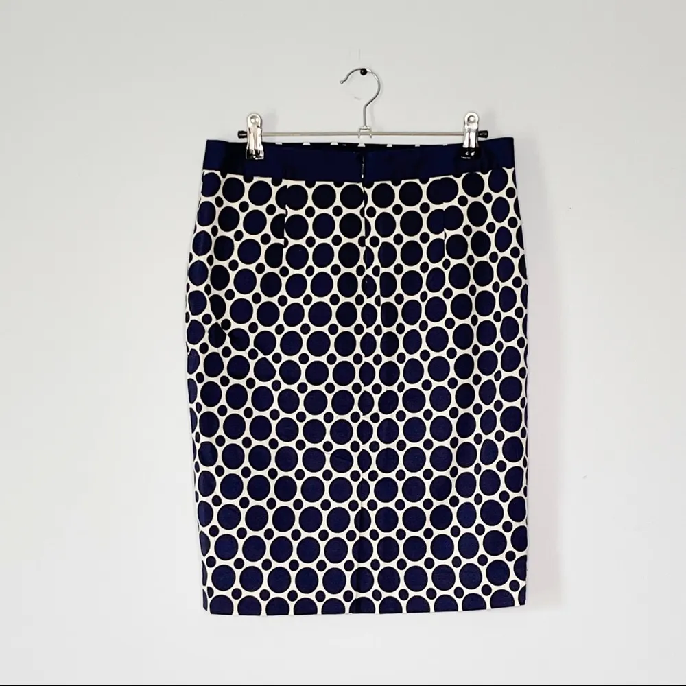 THE LIMITED | Navy Blue Polka Dot Pencil Skirt Sz 4 - Image 6