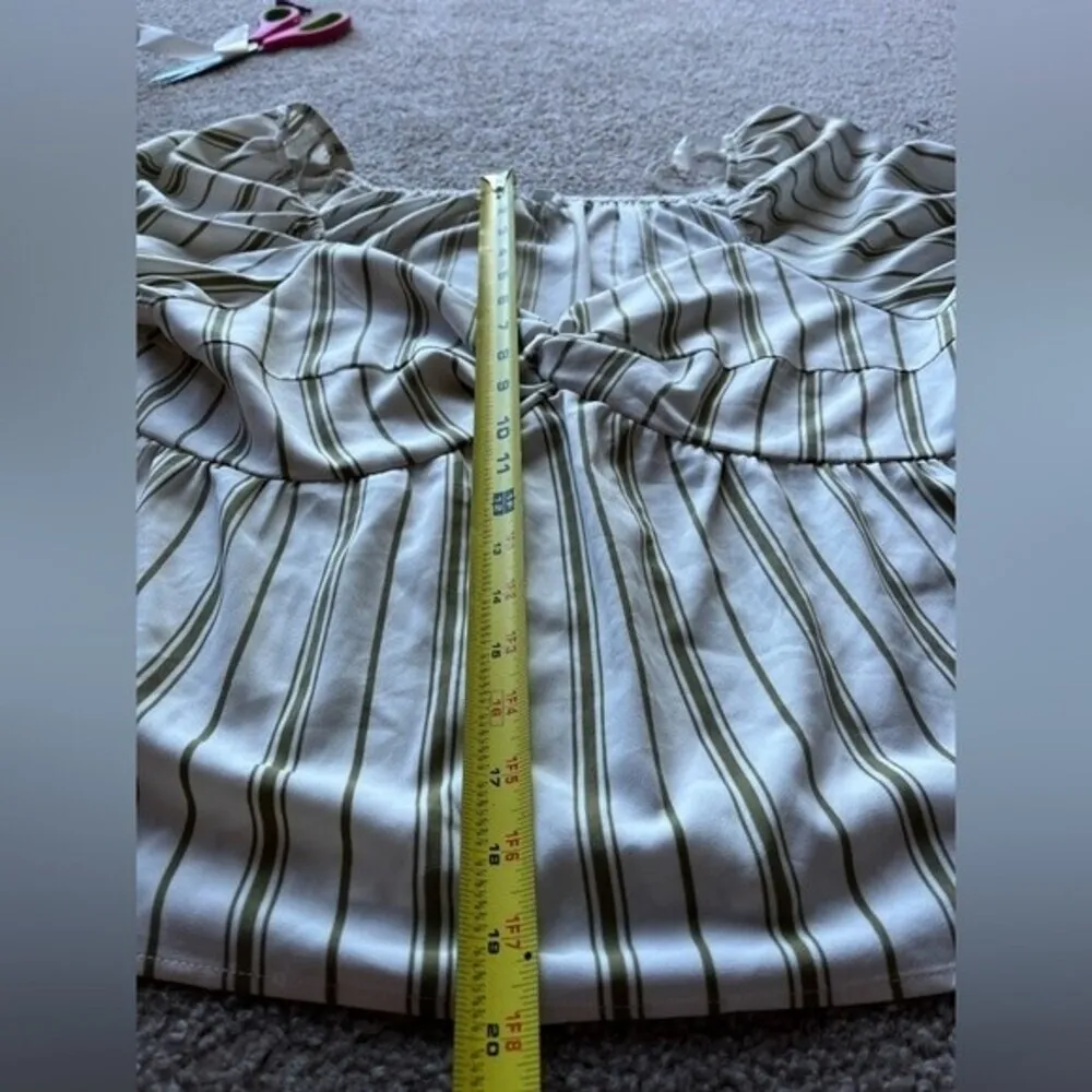 Society + Stitch Women’s Plus Size Green White Striped Tie V - Image 9