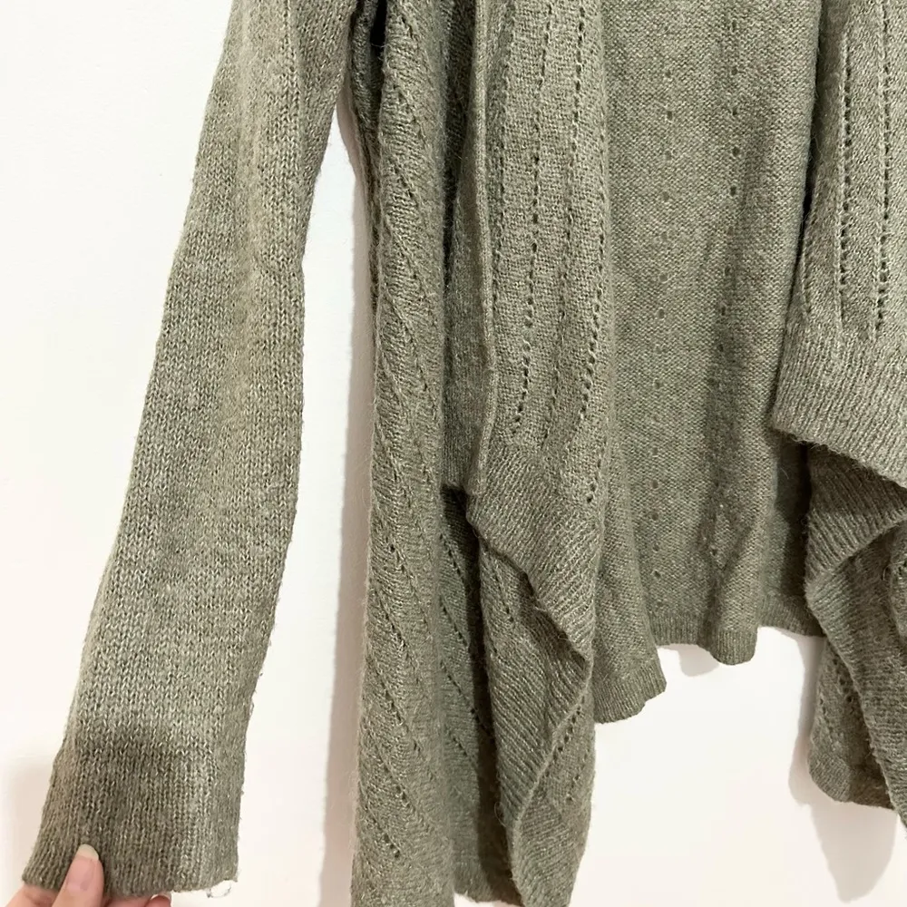 Lou & Grey open front knit green cardigan sweater waterfall alpaca wool blend - Image 2