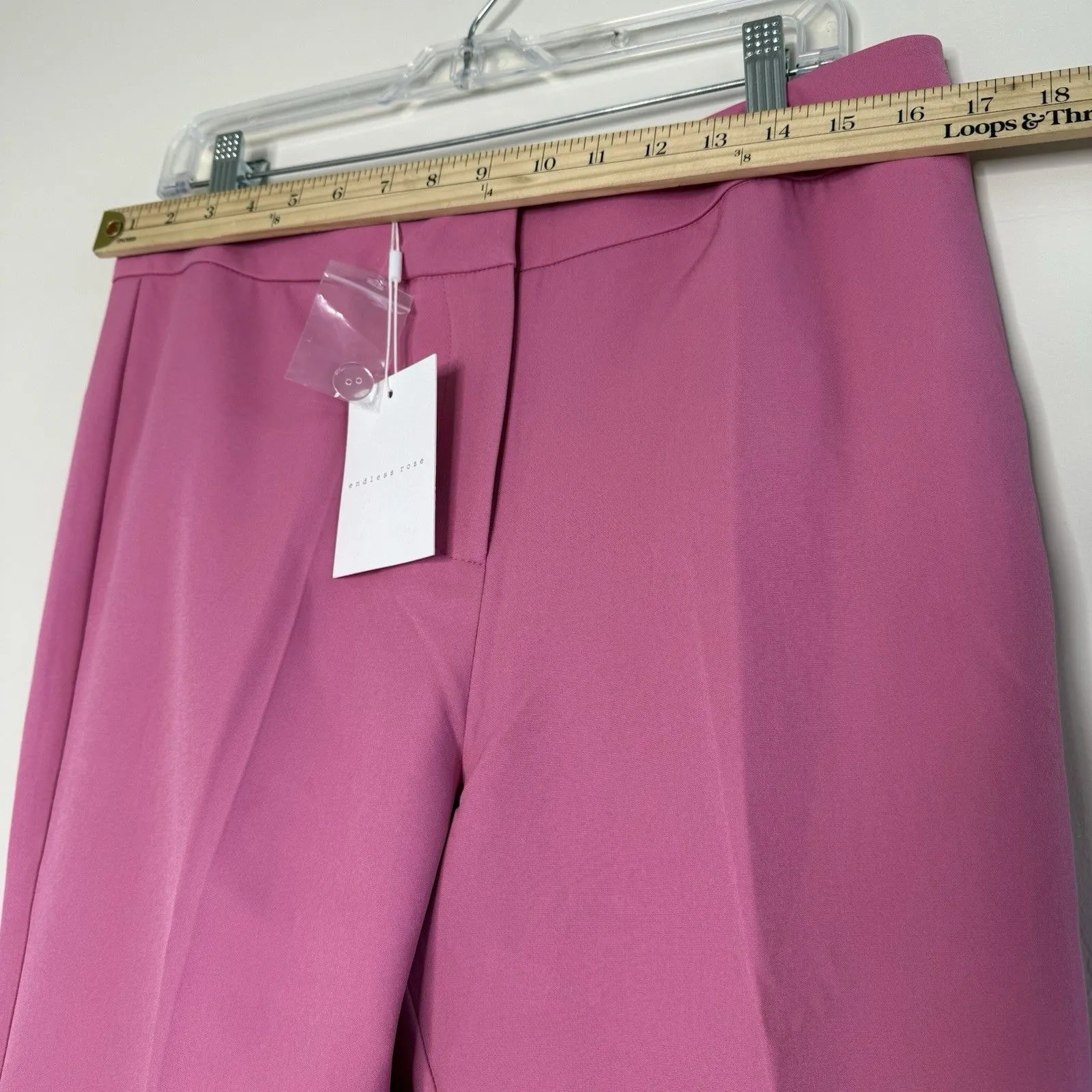 Endless‎ rose pant flat front trousers straight women barbie pink office L - Image 10