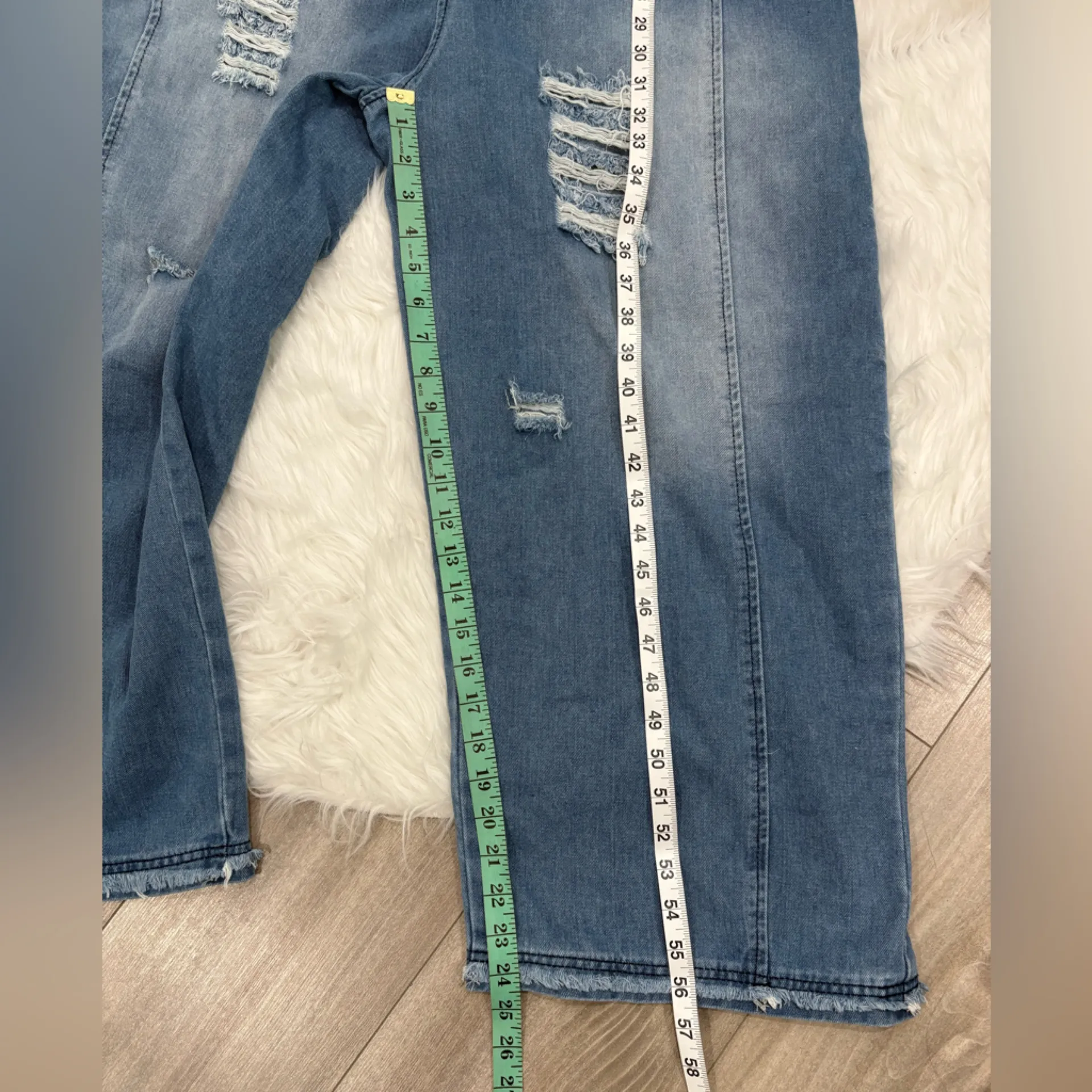 Women's Distressed Blue Denim Overalls (Oversize) Size L Size L - Image 5