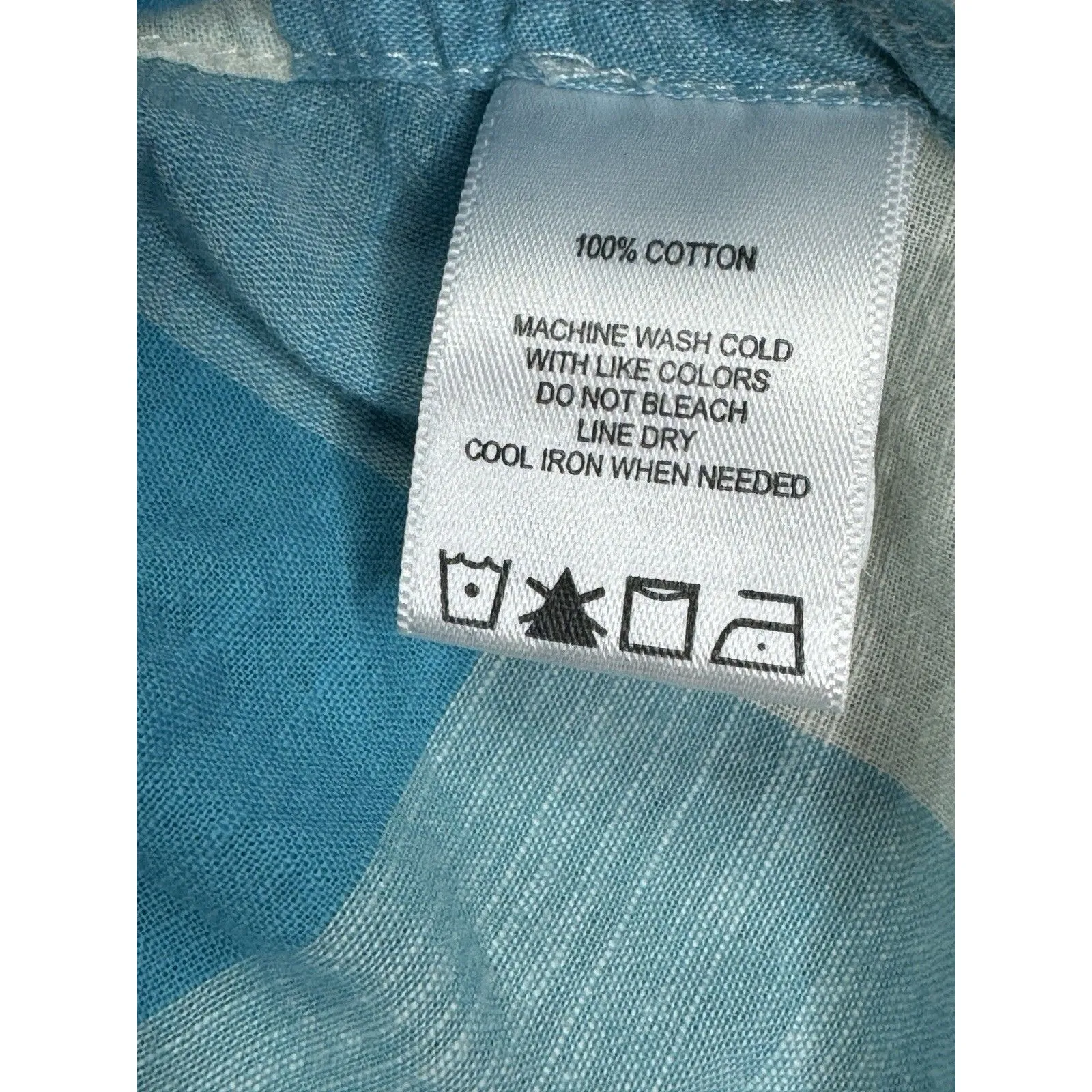 FoxCroft Blue & White Gingham Button Down Shirt Roll Tab Sleeves Size 6 Shaped - Image 9