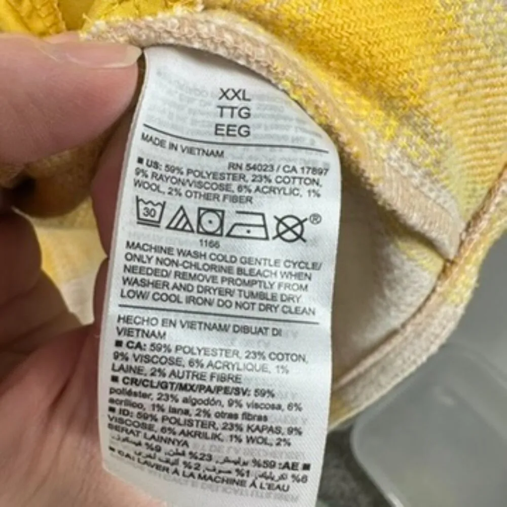 Old Navy Women's Size XXL Heavy Duty Shacket Yellow Cream Plaid Outdoors Classic - Image 6