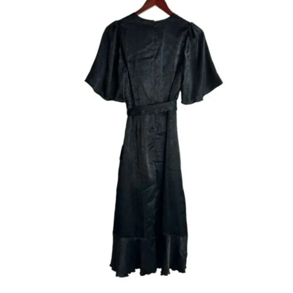 NWT LULUS SIZE XS Black Wrapped Up In Love Satin Faux - Image 5