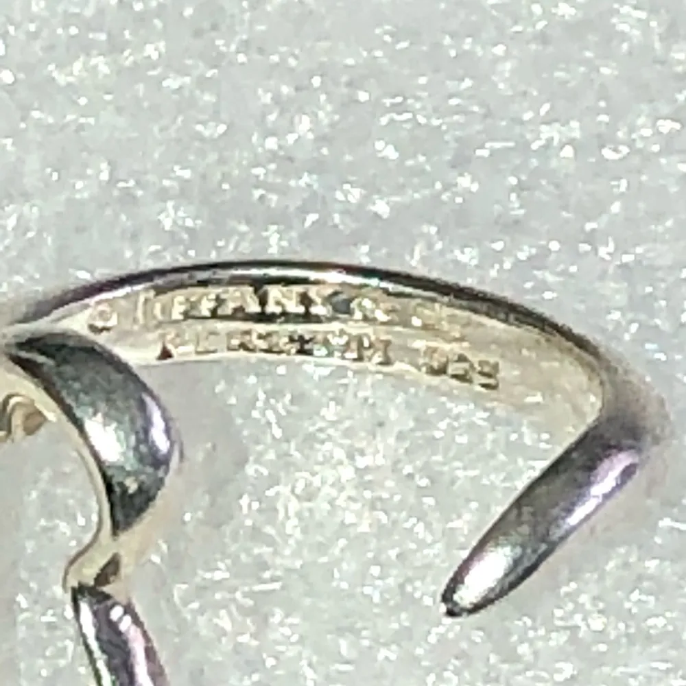 TIFFANY & CO Peretti 925 Sterling Silver Open Heart Ring Sz 7 Blue Box Dust Bag - Image 10