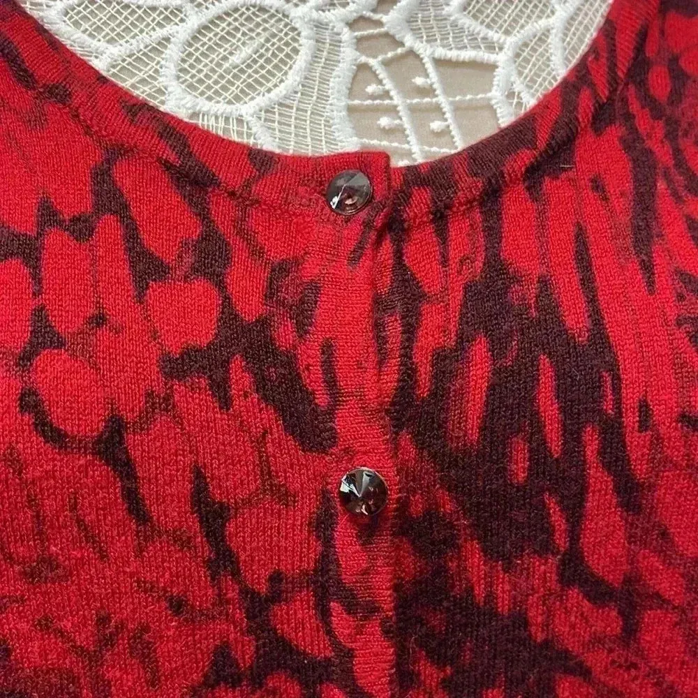 Cato Red and Black Button Up Sweater - Image 2