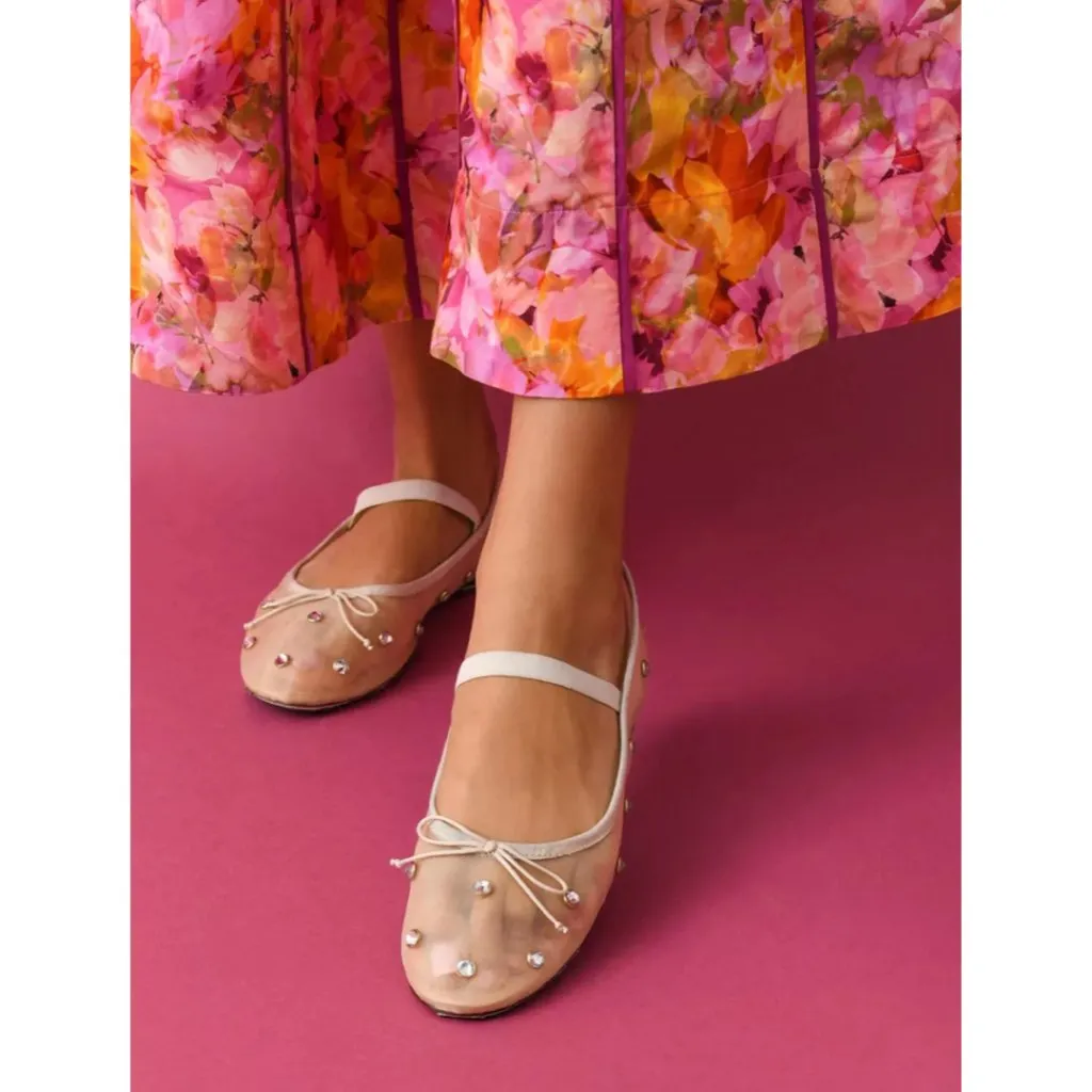 LOEFFLER RANDALL Leonie Crystal Mesh Ballet Flats in Caramel Size US 10 - Image 11