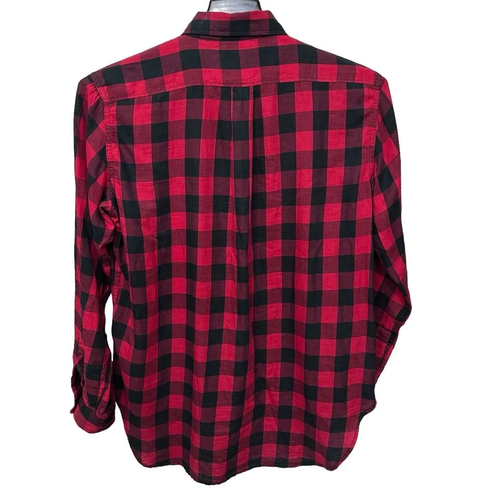 Denim Supply Ralph Lauren Women's Medium Button Up Shirt Buffalo Plaid Boyfriend - Image 4