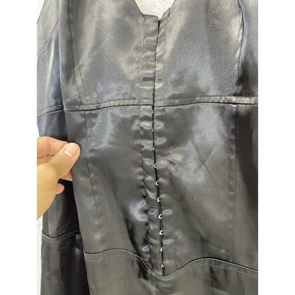 Feline Women's Halter Dress Solid Black Satin Size Medium Hook & Eye Closure - Image 10