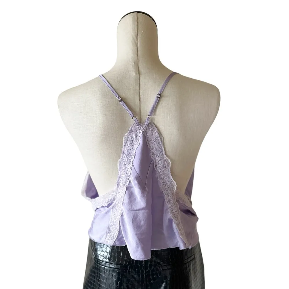 NWOT Intimately By Free People Lilac 90’s Style Camisole Lace Trim Top - Image 3