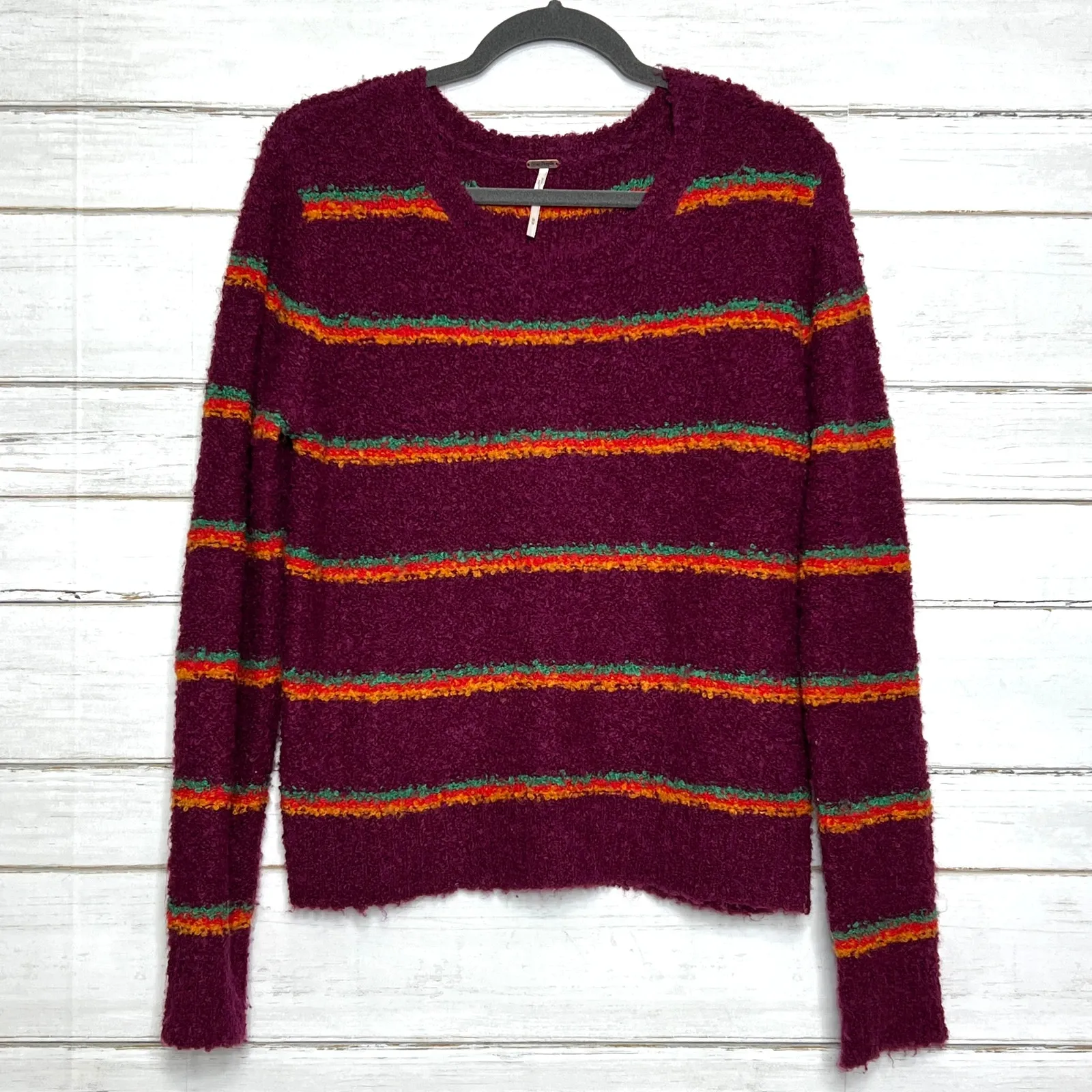 Free People Best Day Ever Striped Sweater Alpaca Blend Cozy Size Medium - Image 2