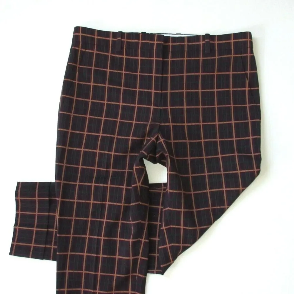 NWT Theory Crop Cuff in Purple York Plaid Stretch Wool Tapered Pants 10 $345 - Image 3