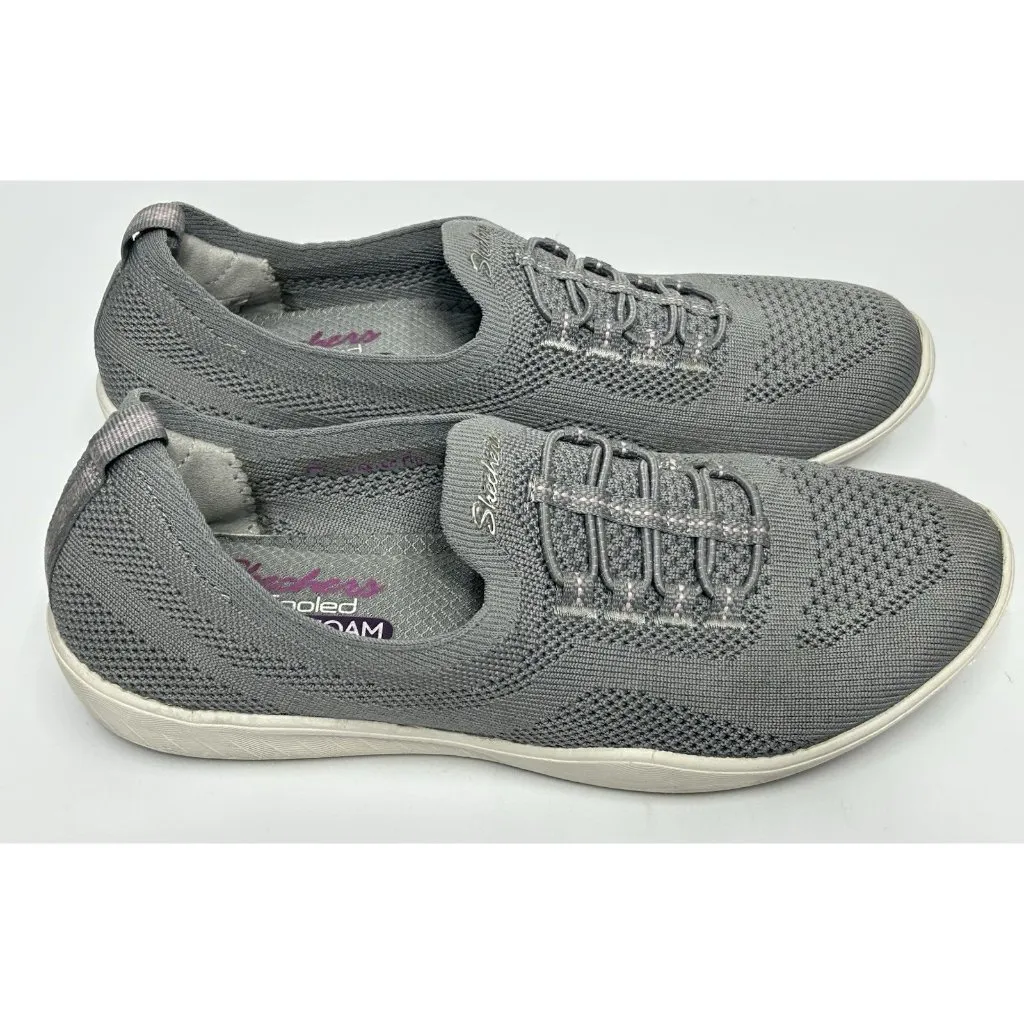 Skechers Newbury Street Every Angle Shoes Slip On Womens 7 Grey Knit Comfort - Image 3