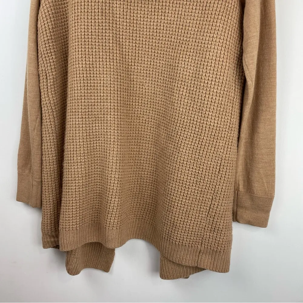 Kenar 100% Merino Wool Tan Waffle Knit Cardigan Sweater Sz 1X - Image 13