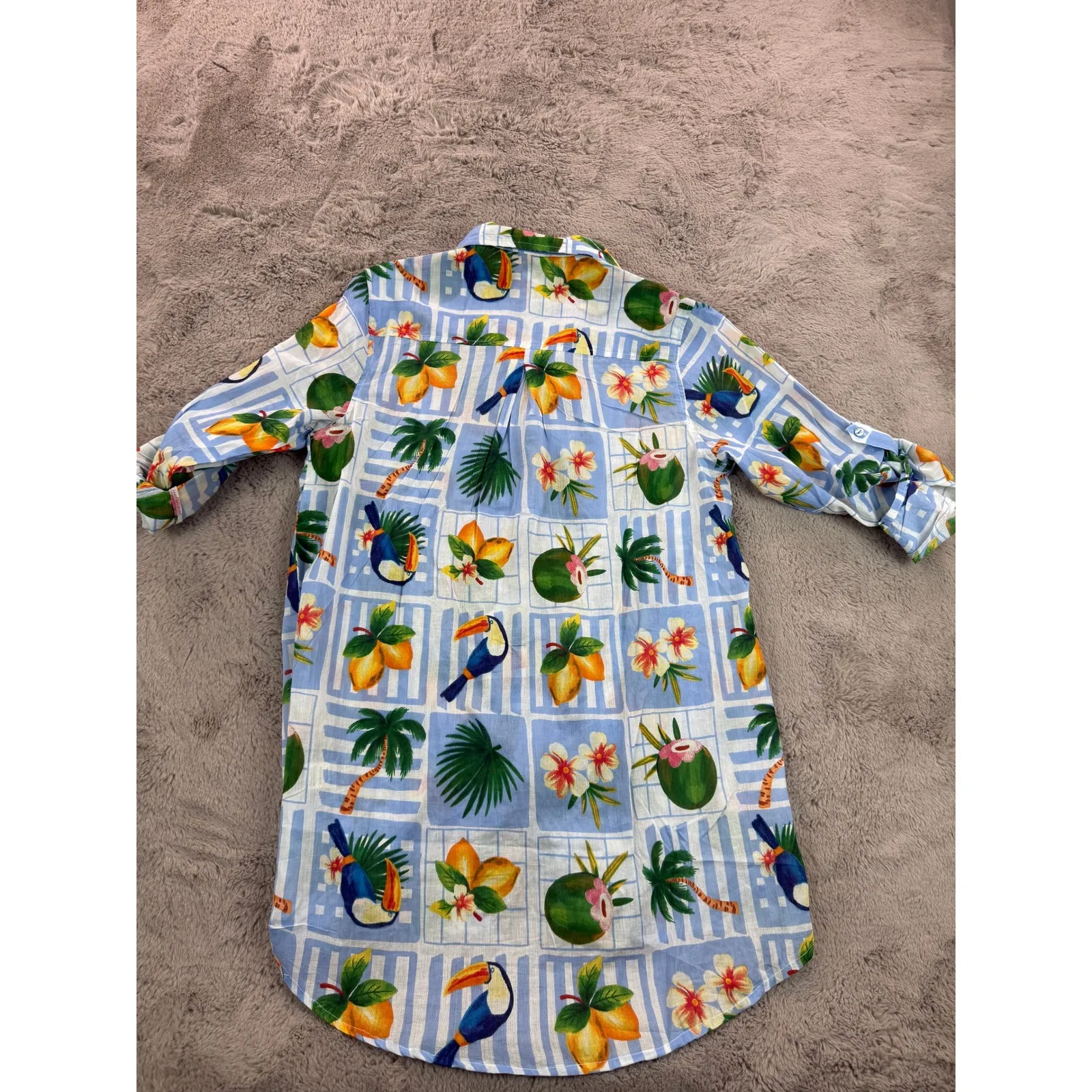 NWT True Destinations Resort Wear Tropical Toucan Print Shirt Dress Size S‎ - Image 4