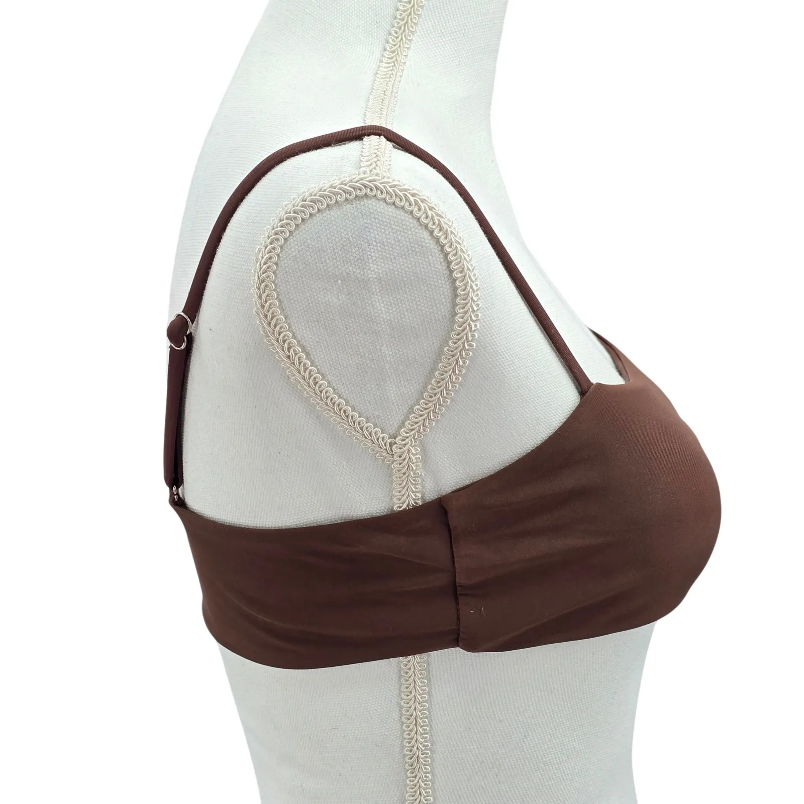 Y2K Coquette Barbie Cottage Brown Mermaid Retro Swimwear Bikini Top Medium - Image 4